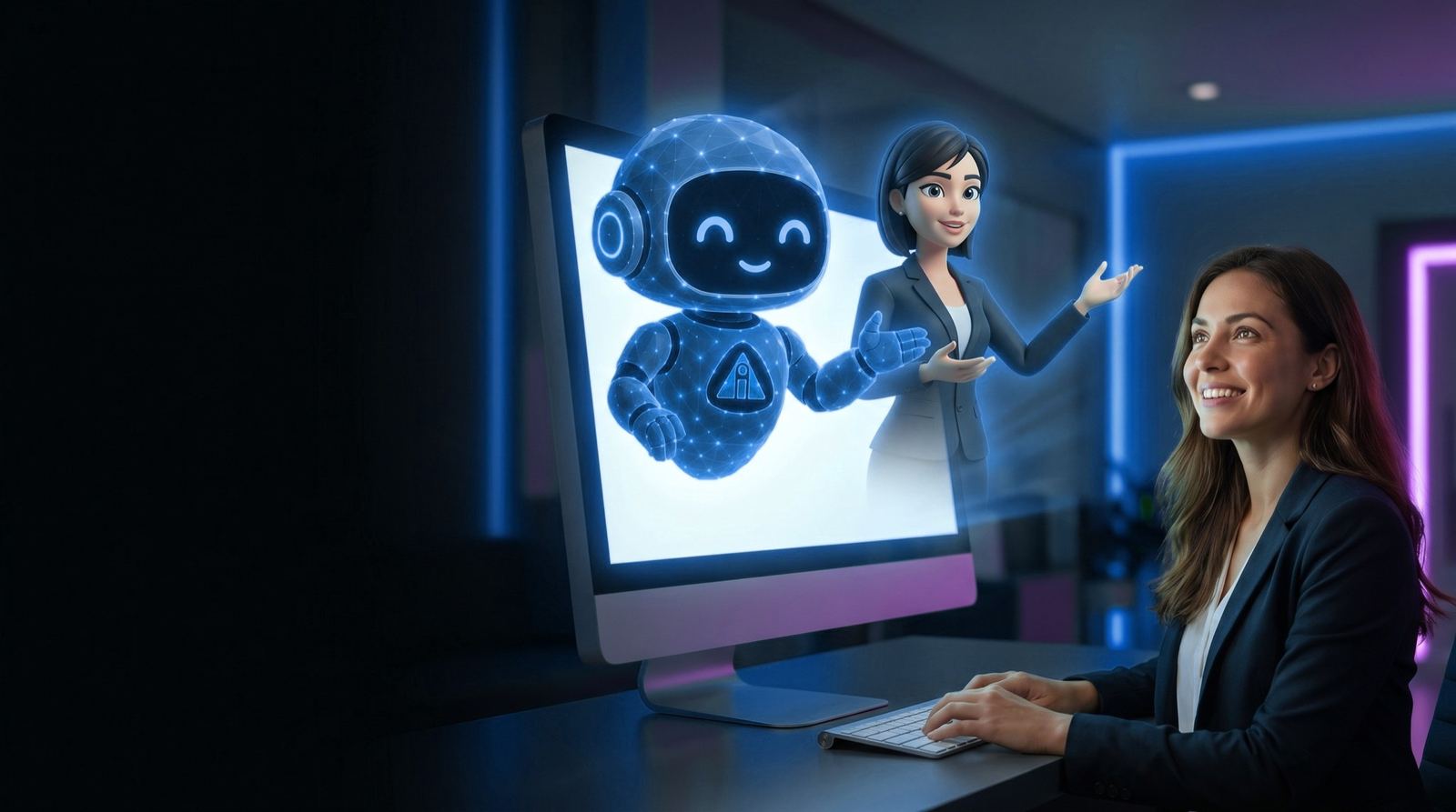 Secretária e o assistente de IA do CSI Recepção